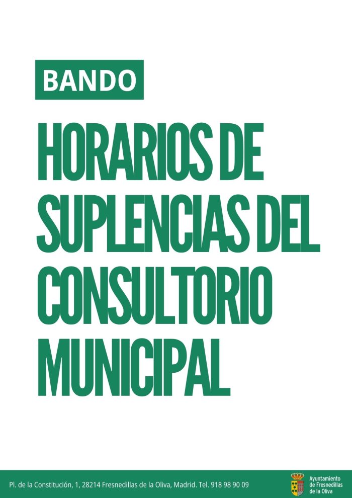Bando: Nuevos horarios del Consultorio Médico por suplencia ?