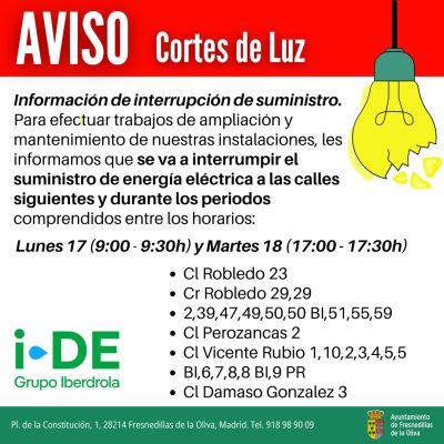Aviso cortes de luz