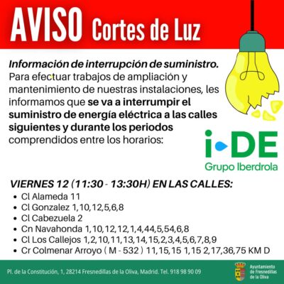 Aviso cortes de luz