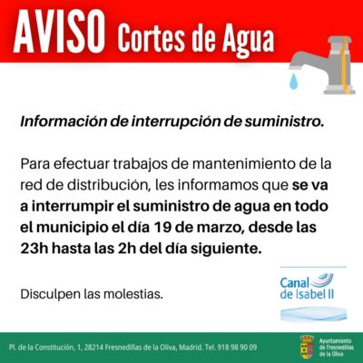 Aviso cortes de agua