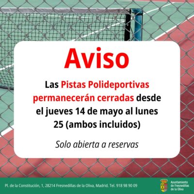 Pistas Polideportivas cerradas