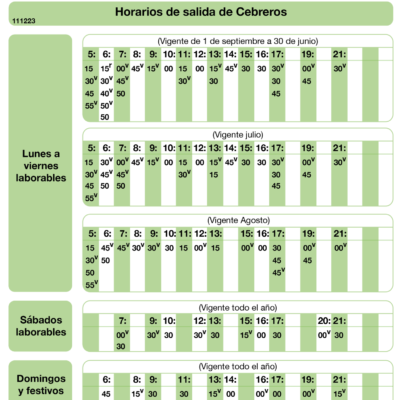 Horario buse 645 direccion Madrid