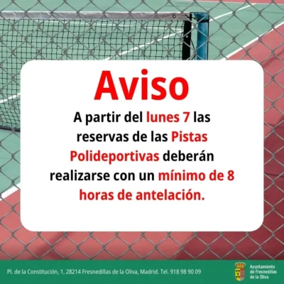 Mínimo reservas pistas WEB